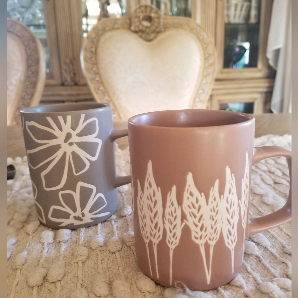 Ore' Originals Cuppa Colors Floral & Wheat  Design (Set of 2)